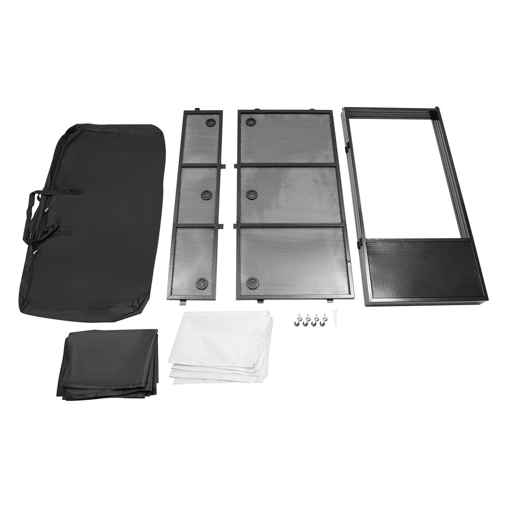 Foldable DJ Booth Stand DJ Booth Facade Table DJ Controller Stand with Casters