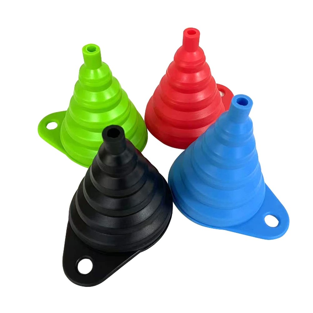 4pc Collapsible Silicone Kitchen FunnelSet Food Grade Liquid Transfer Multicolor