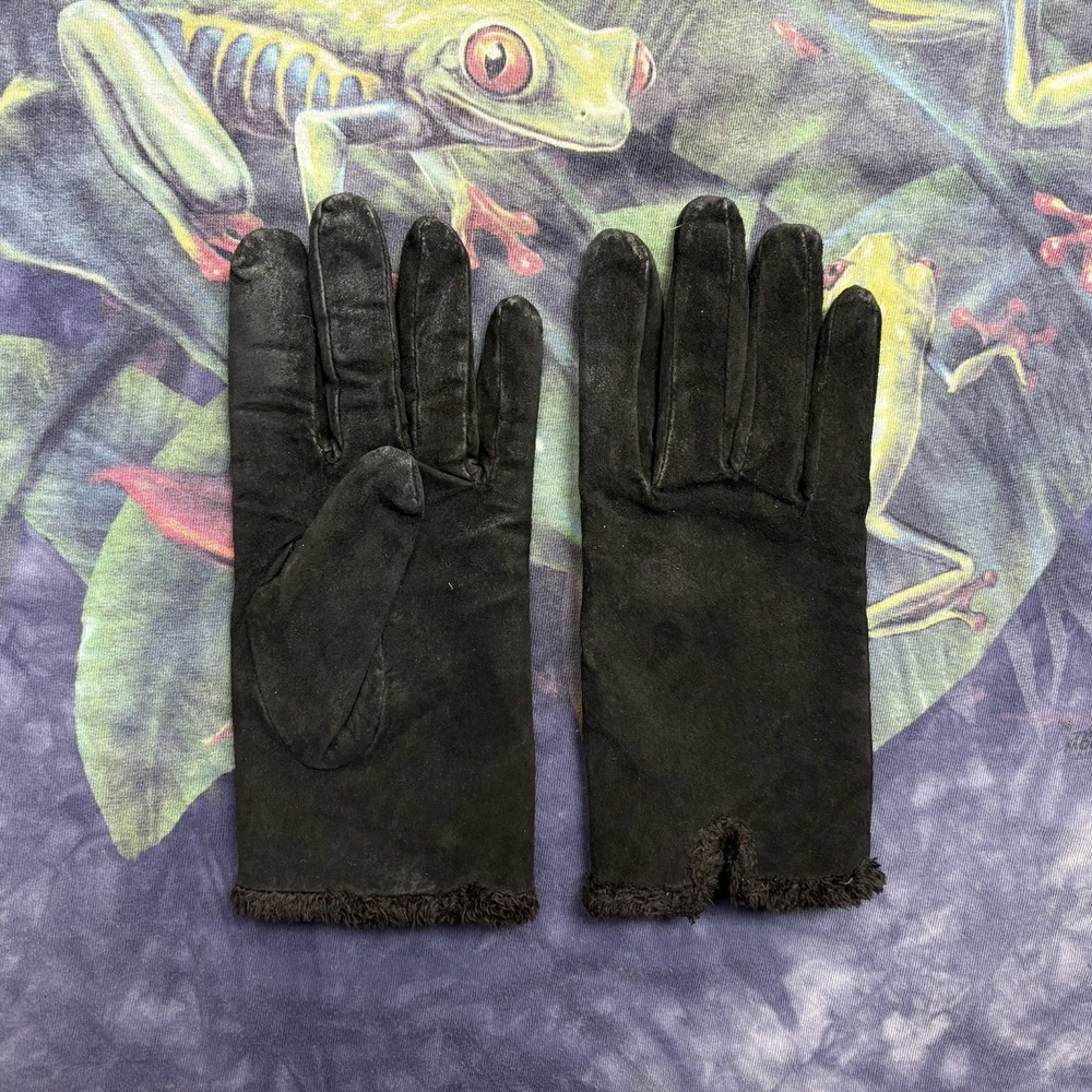 Woman’s Leather Black Cozy Gloves Size Medium Winter Sleek