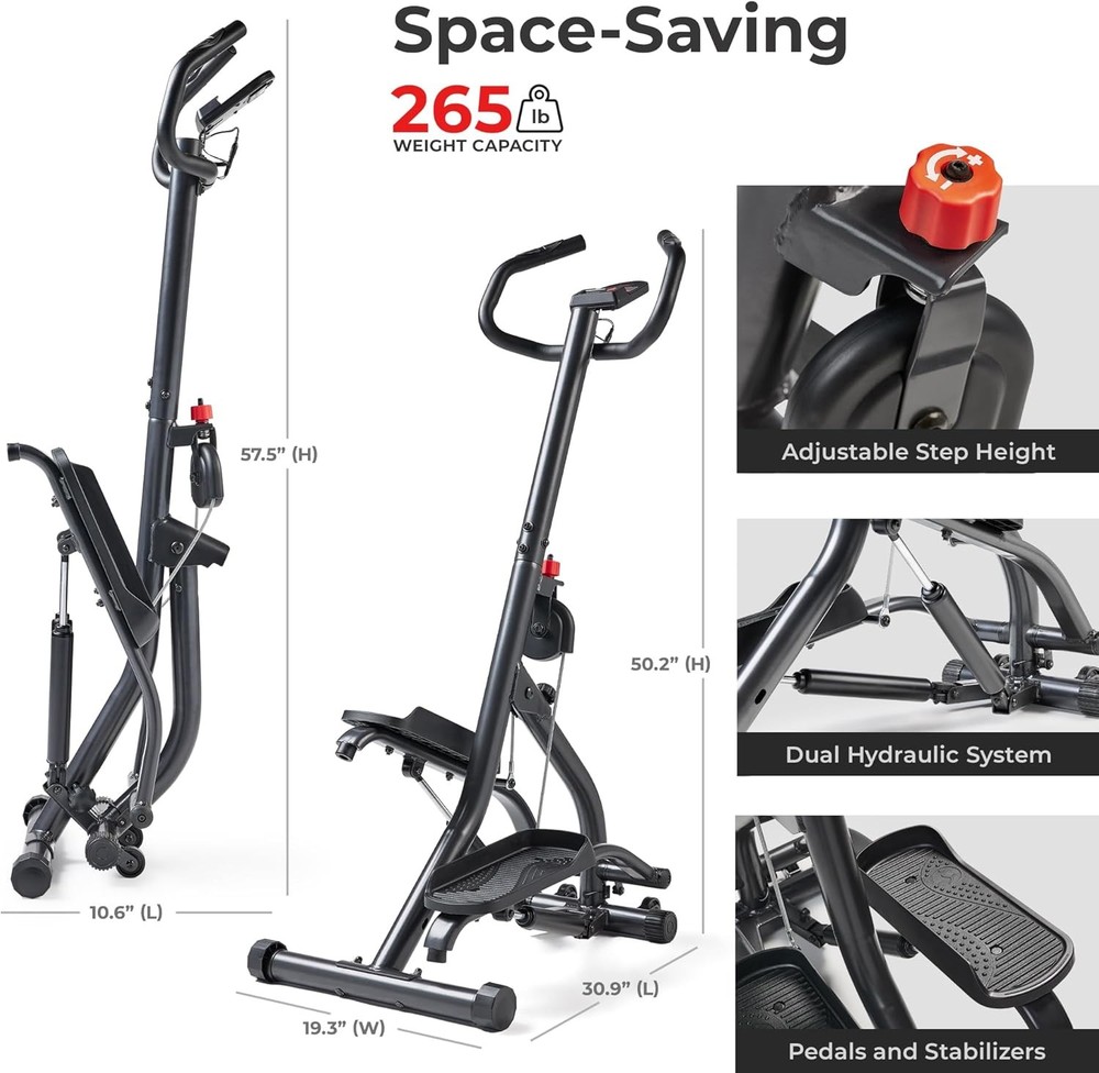 Stair Stepper w/Handlebar, Extended Step Range Climber Machine