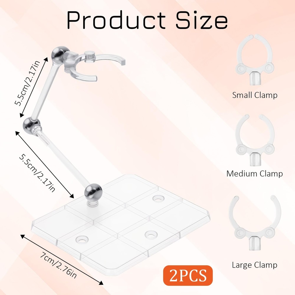 Exclaith 2 Pack Action Figure Stand Assembly transparent