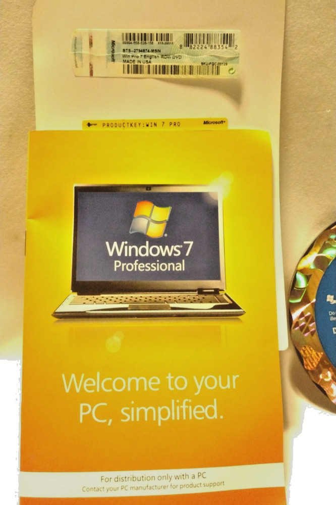 Microsoft Windows 7 Professional 32/64 Bit Dvd Discs Full Version for Windows B2