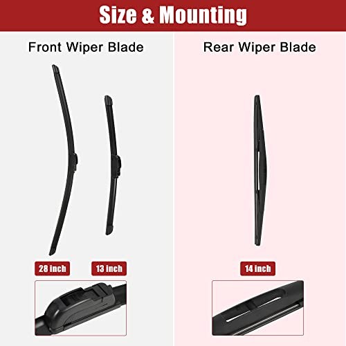 28" 13" 14" Front Rear Windshield Wiper Blade Replacement Set Quality Fit