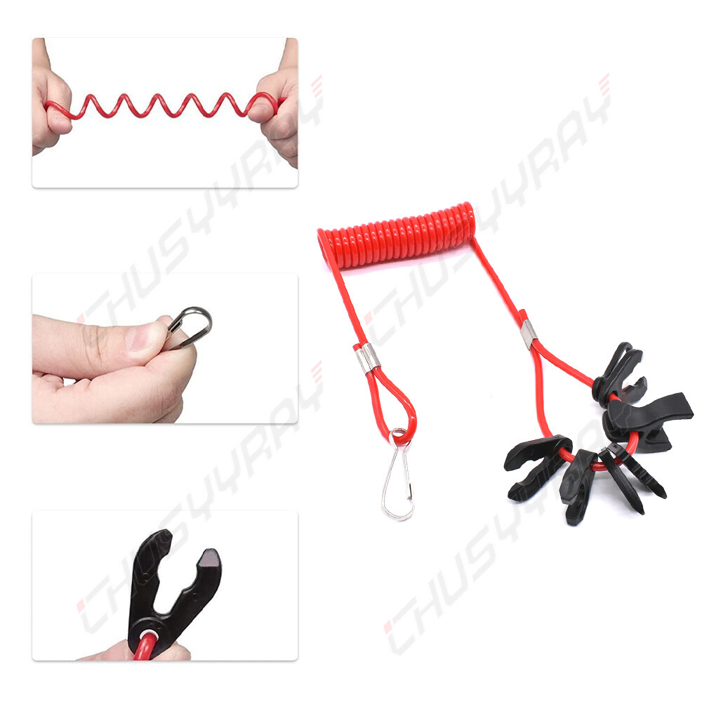 Universal Boat Outboard Engine Motor Kill Stop Switch & Safety Tether Lanyard