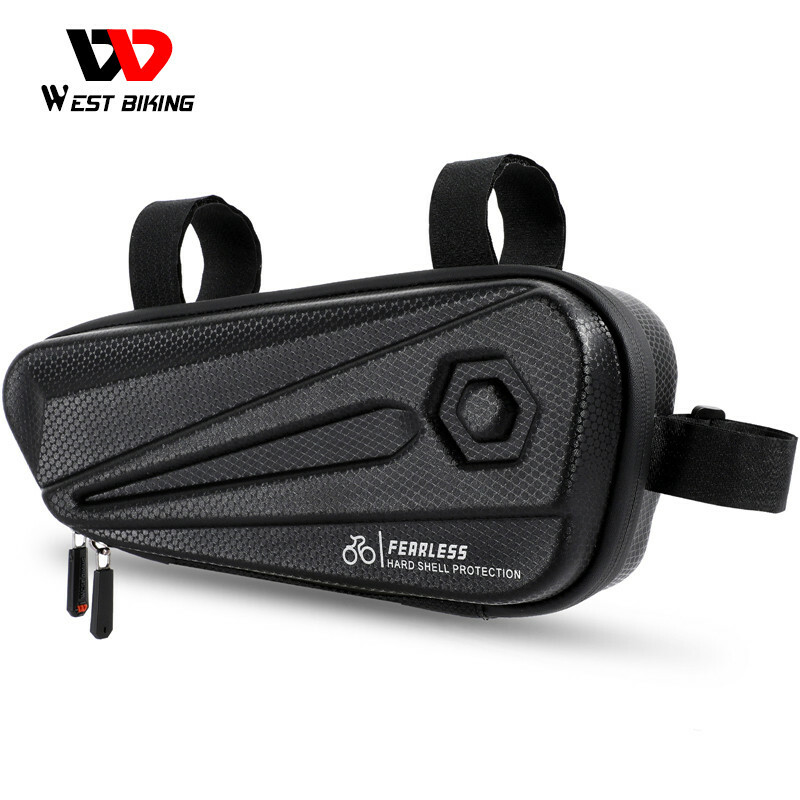 WEST BIKING Waterproof Bicycle Frame Bag Hard Shell Cycling Triangle Bag Black