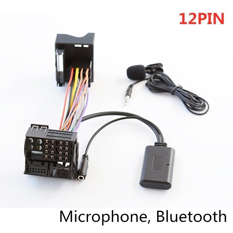 12PIN AUX Bluetooth Adapter Wireless Music Audio Cable Microphone Input For BMW