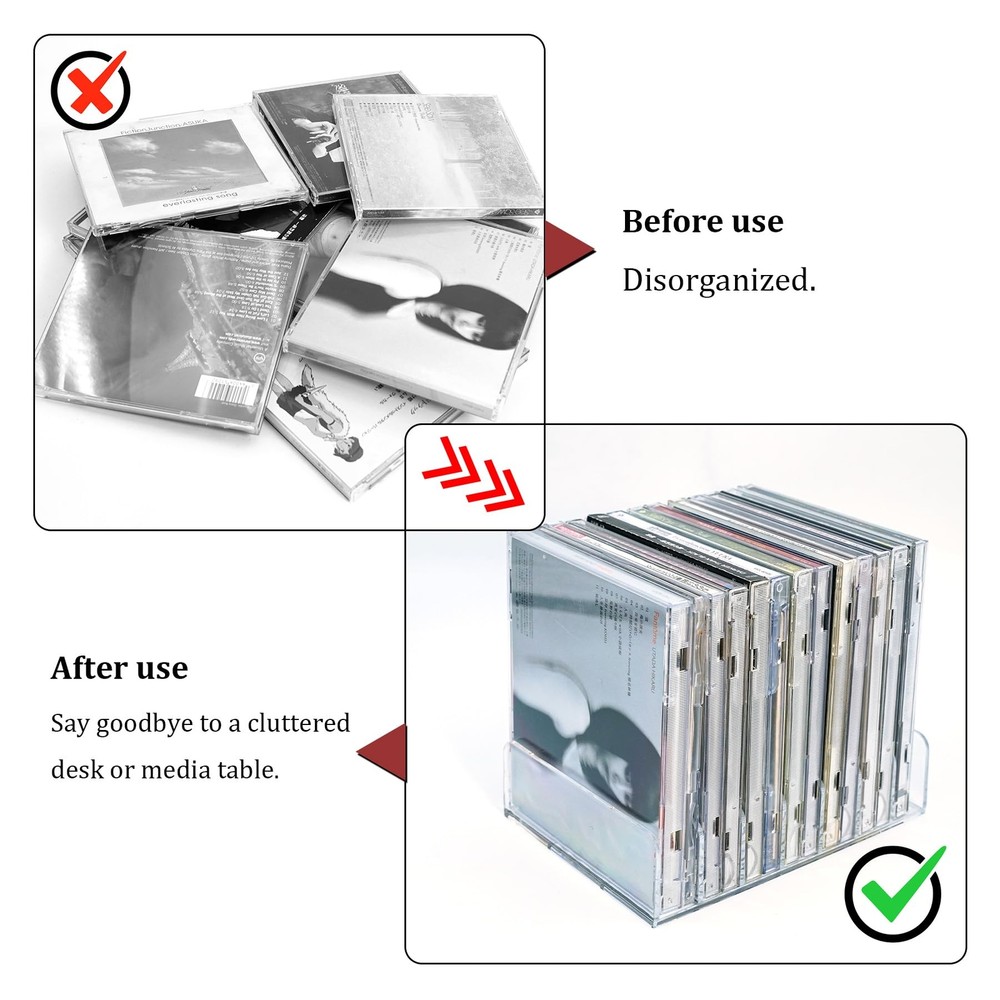 2 Pack Clear Acrylic CD/DVD Display Rack Storage Box Vinyl Record Stand