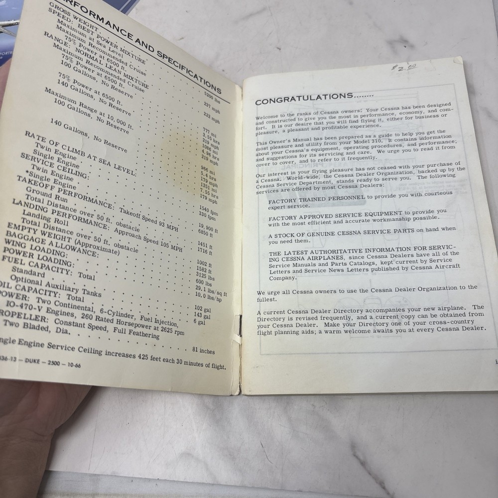 1967 Cessna 310L Owner's Manual