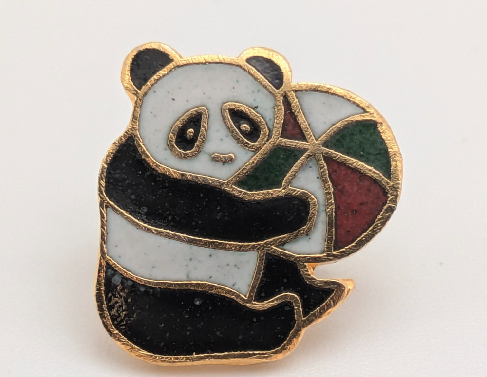 Panda Bear Holding a Beach Ball Lapel Pin