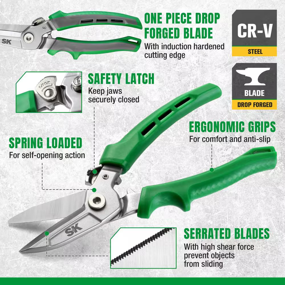 SK 8In Drop Forged Shears Aviation Snips