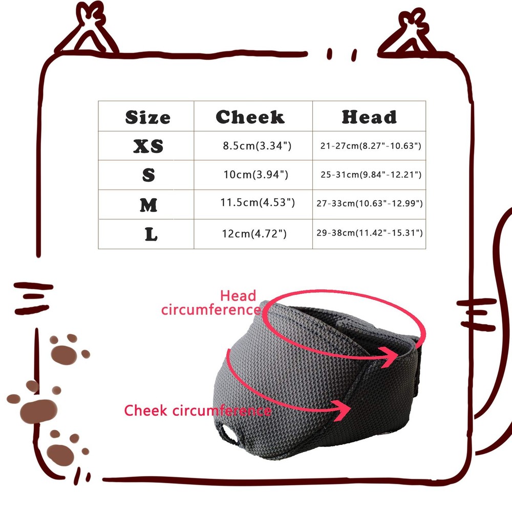 Cat Muzzle, Breathable Mesh, Mouth Guard, Prevent Biting, Chewing, Grooming, M