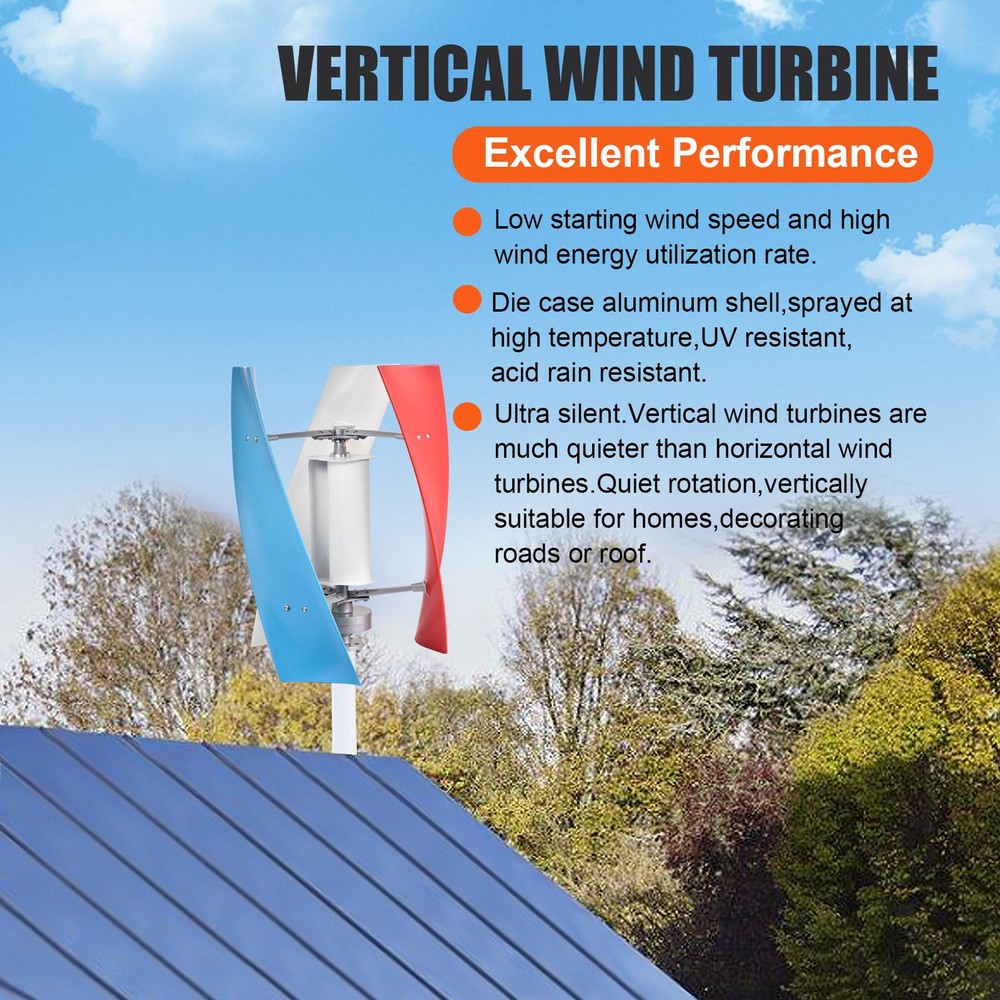 3000W 24V Vertical Axis Wind Power Turbine Generator Controller Windmill Kit