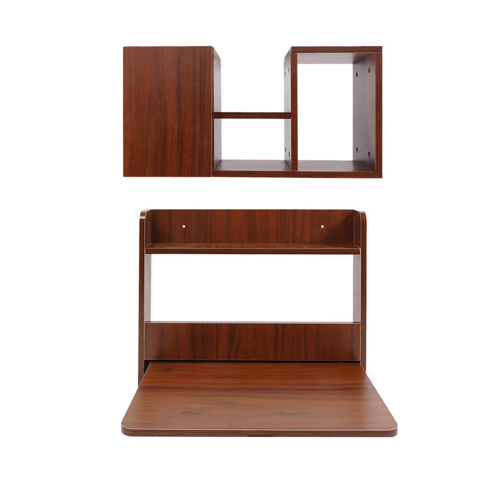 Wall Mounted Bookshelf 2-tier Wall Mounted Writing Table Folding Space Saving