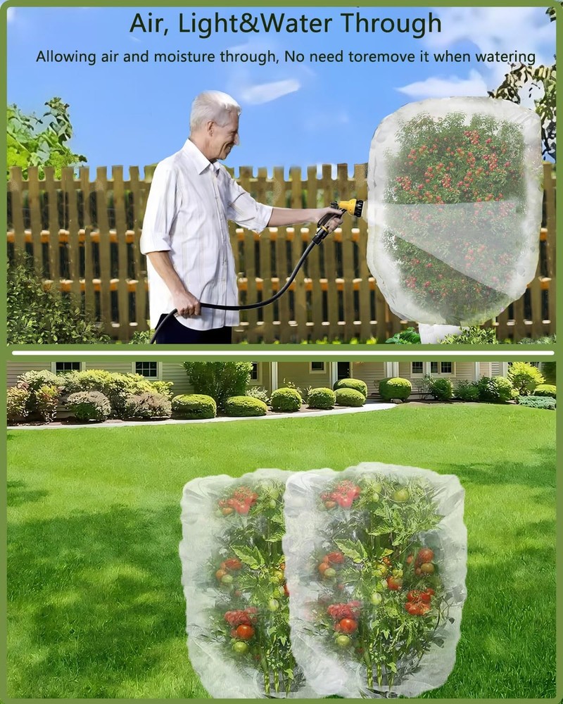 4 Pack Fruit Tree Netting with Zipper & Drawstring, 2.6 x 3.2 x Ft, 4