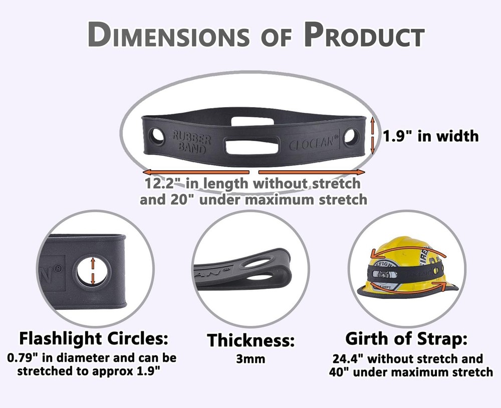 2 Pack Firefighter Helmet Straps, Thickened Rubber Black