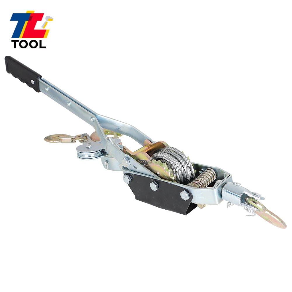 4 Ton Dual Gear Hand Power Puller Heavy Duty Power Cable Puller W/ 3 Hooks
