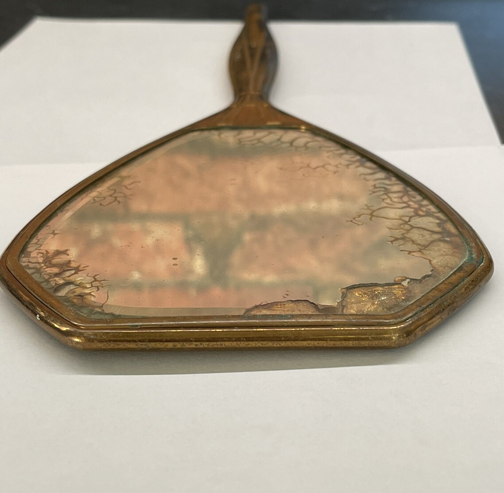 Vntage Gold&Black Design Art Deco Handheld Vanity Mirror
