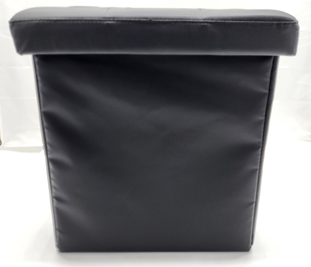 Storage Ottoman Fireproof Folding Ottoman Cube Storage Stool with Lock Leather