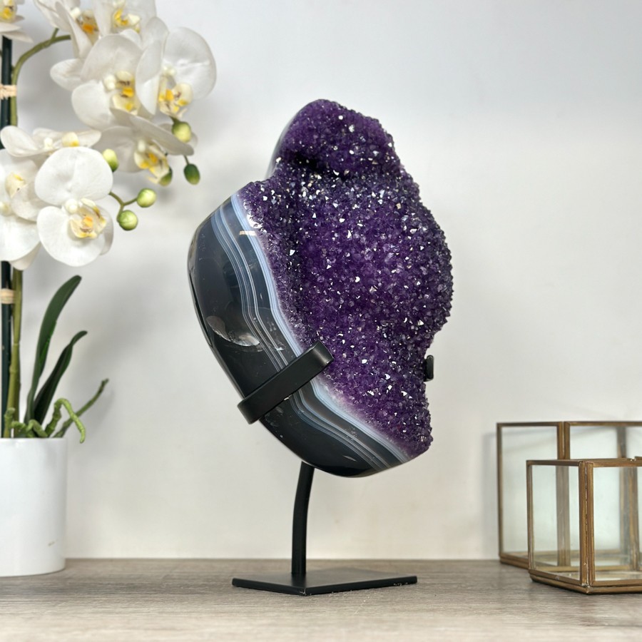 Outstanding Natural Amethyst Cluster wirh Blue Agate Matrix. MWS2384