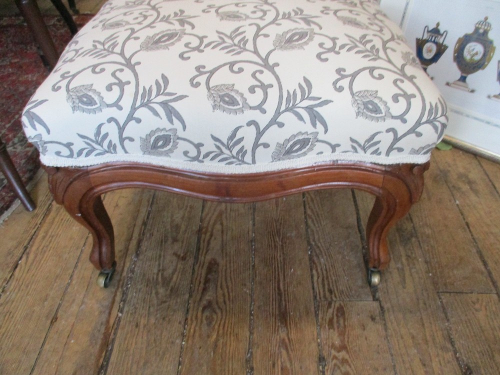 Antique French Style Walnut Framed Foot Stool