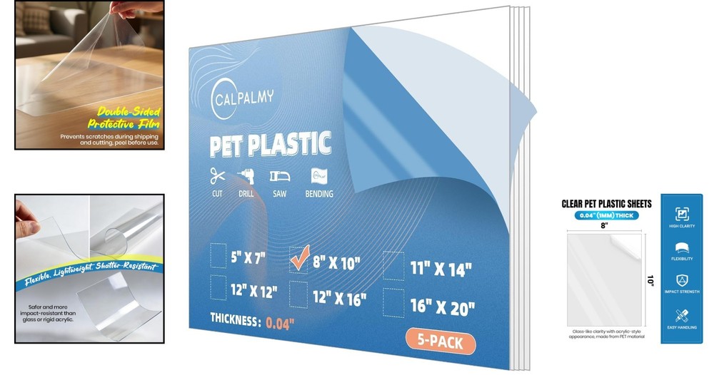 Versatile 8x10” Crafting PET Sheets - Scratch and Damage Free Panels Pack
