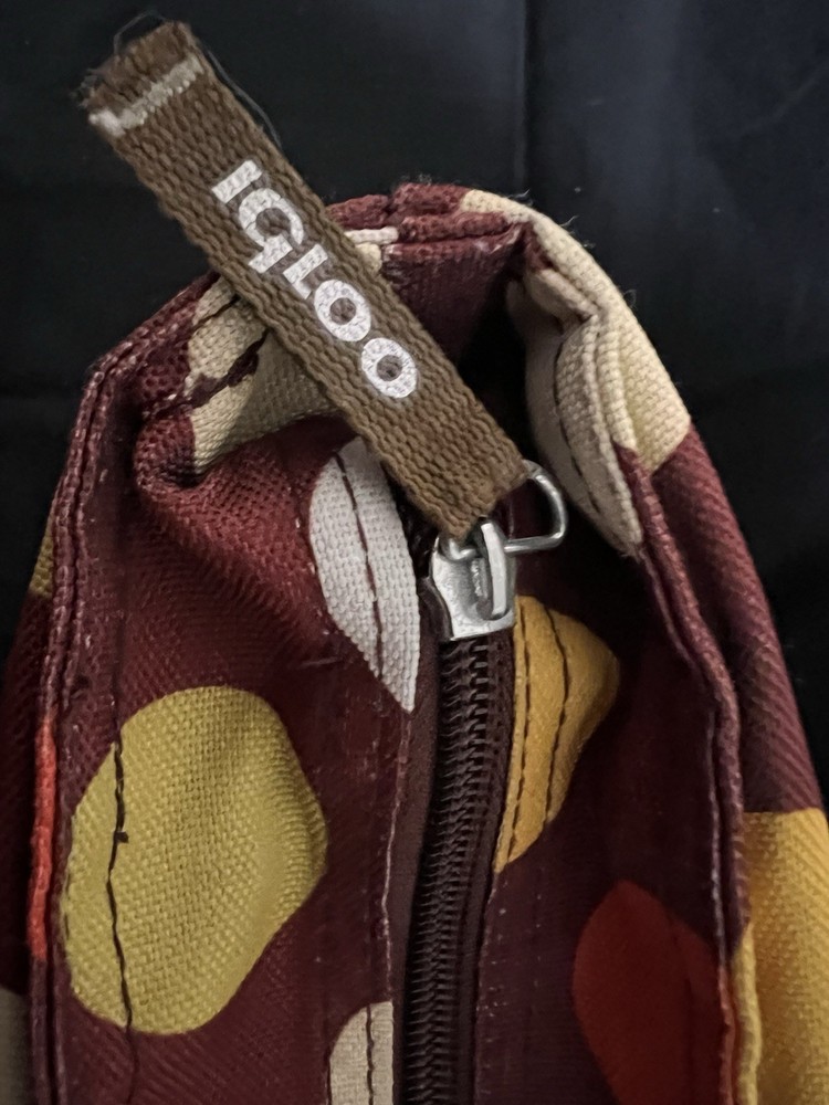 Igloo Backpack Cooler Polka Dot Brown Yellow Orange White Fabric