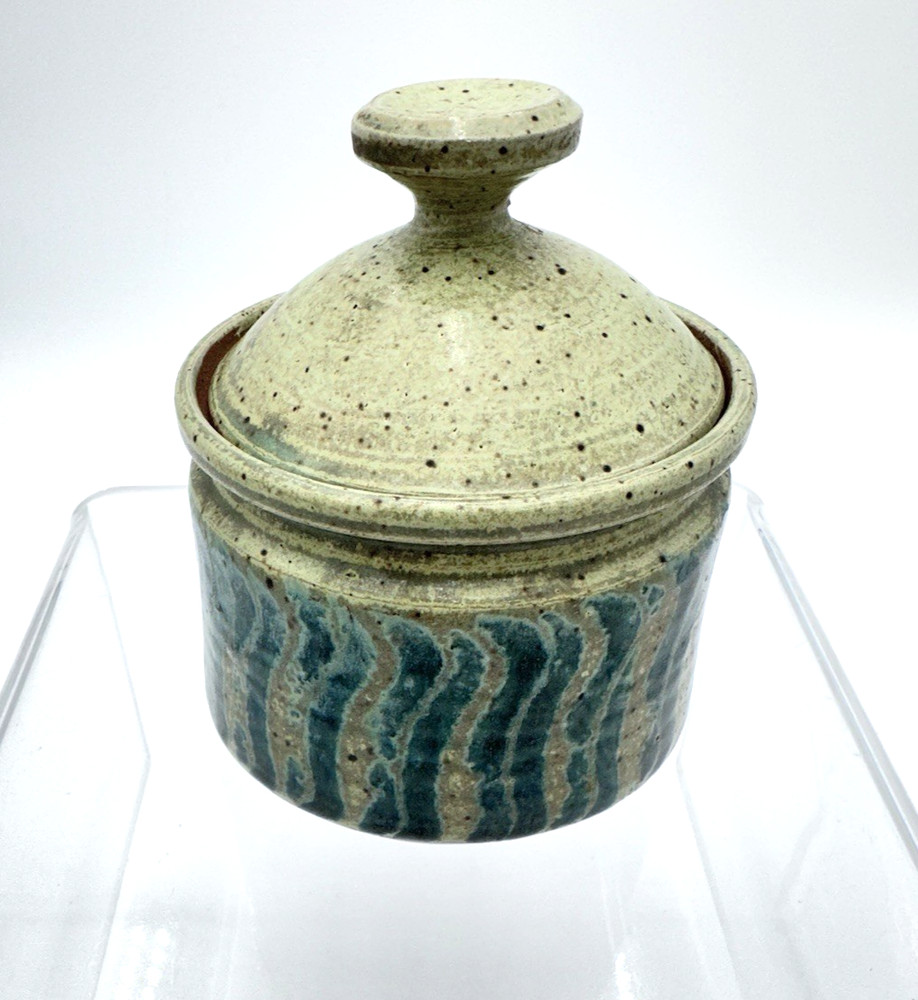 Maple Shadows Pottery Canister Covered Sugar Jam Jar Stoneware Signed Date 1979