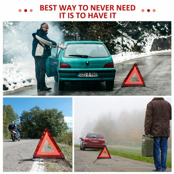 3PCS Car Emergency Warning Triangle DOT Approved Reflective Safety Roadside Kit