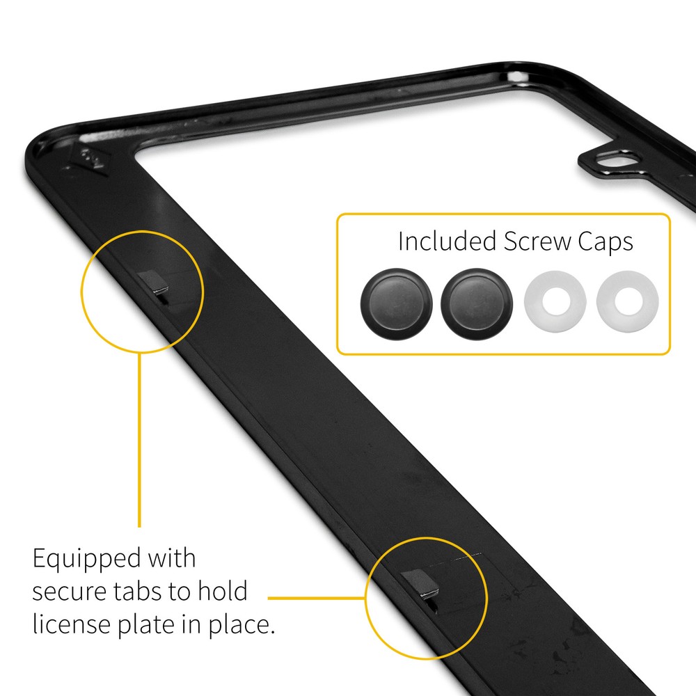 Ford Mustang Side Stripe Black Metal License Plate Frame