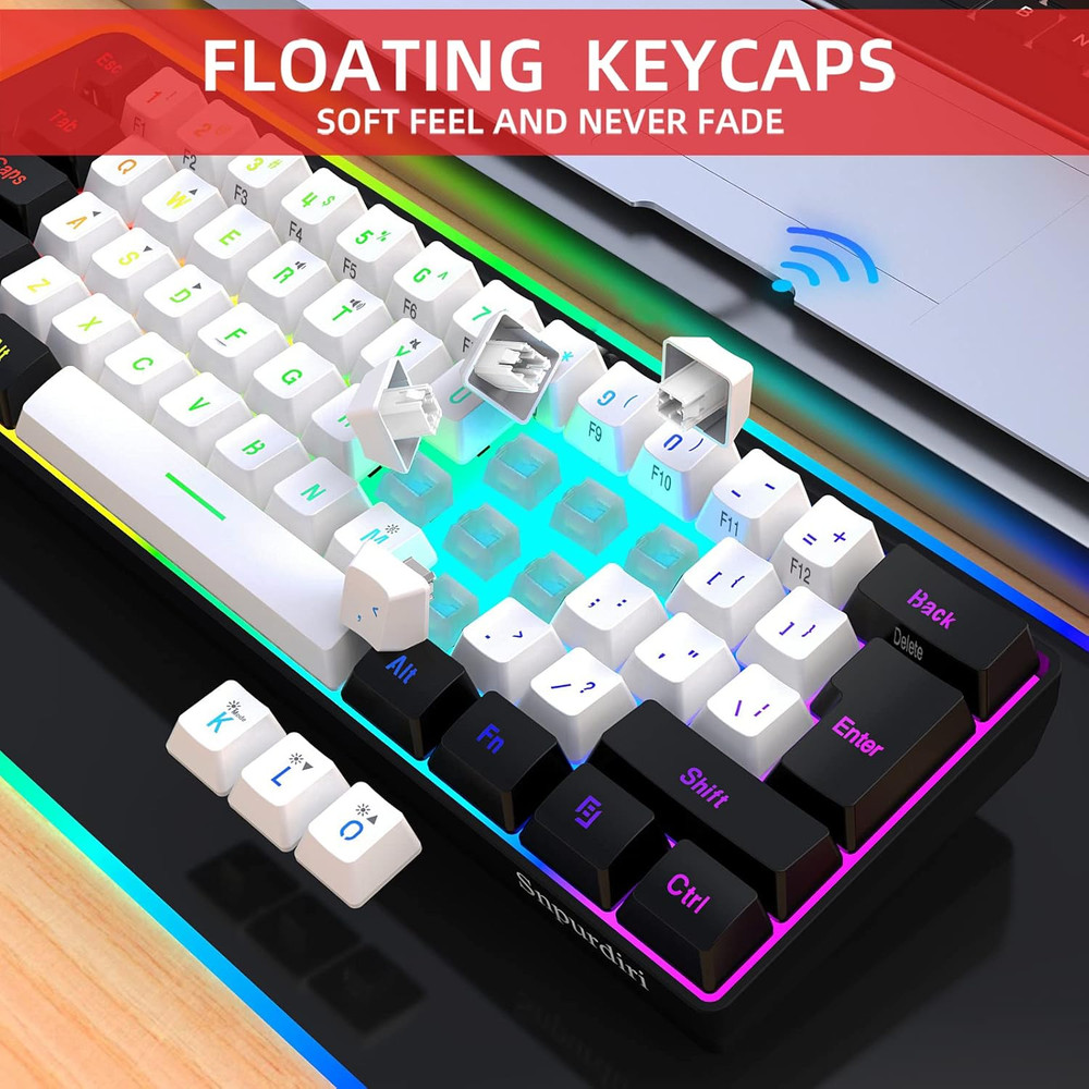 2.4G Wireless Gaming Keyboard and Mouse Combo, Include Mini 60% Merchanical Feel
