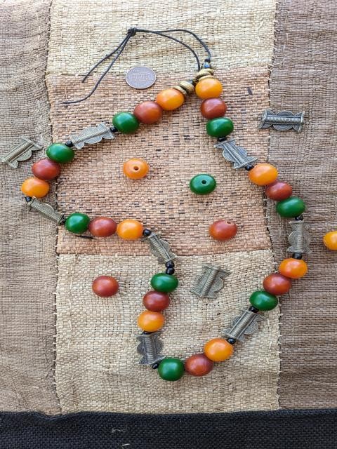 African Copal & Brass Beads [77099]