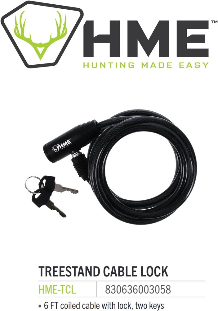 6ft Tree Stand Cable Lock with 2 Keys