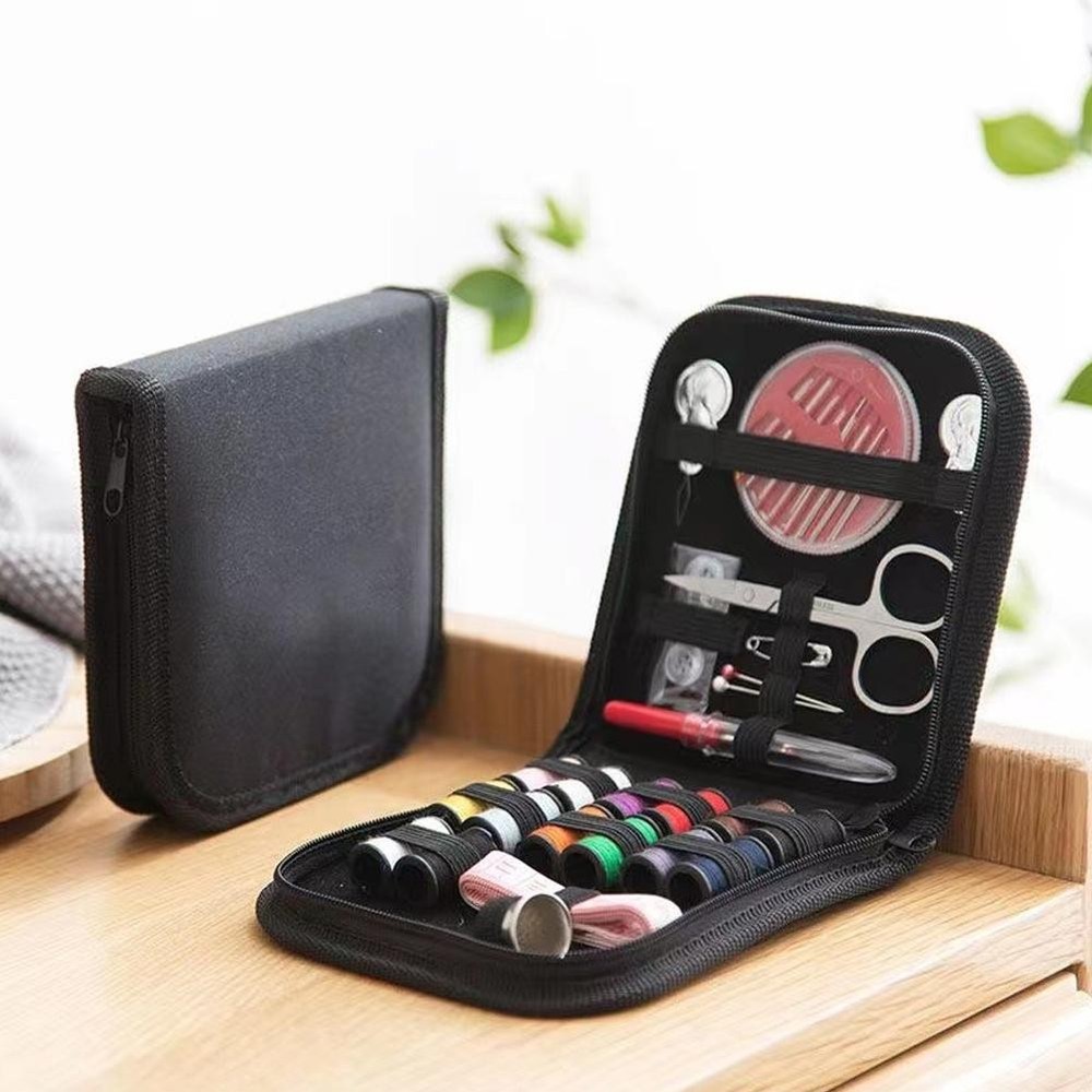 Portable Sewing Kit Home Travel Case Needles Thread Scissors Set Box -
