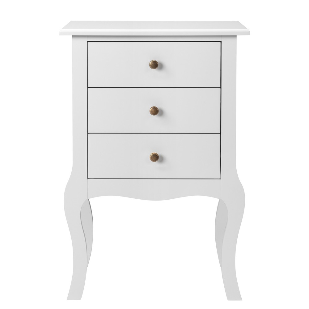 European Bedside Table Three Pumps White