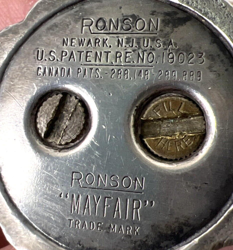 Vintage Ronson Mayfair Table Lighter Silverplate 2 7/8 In Tall