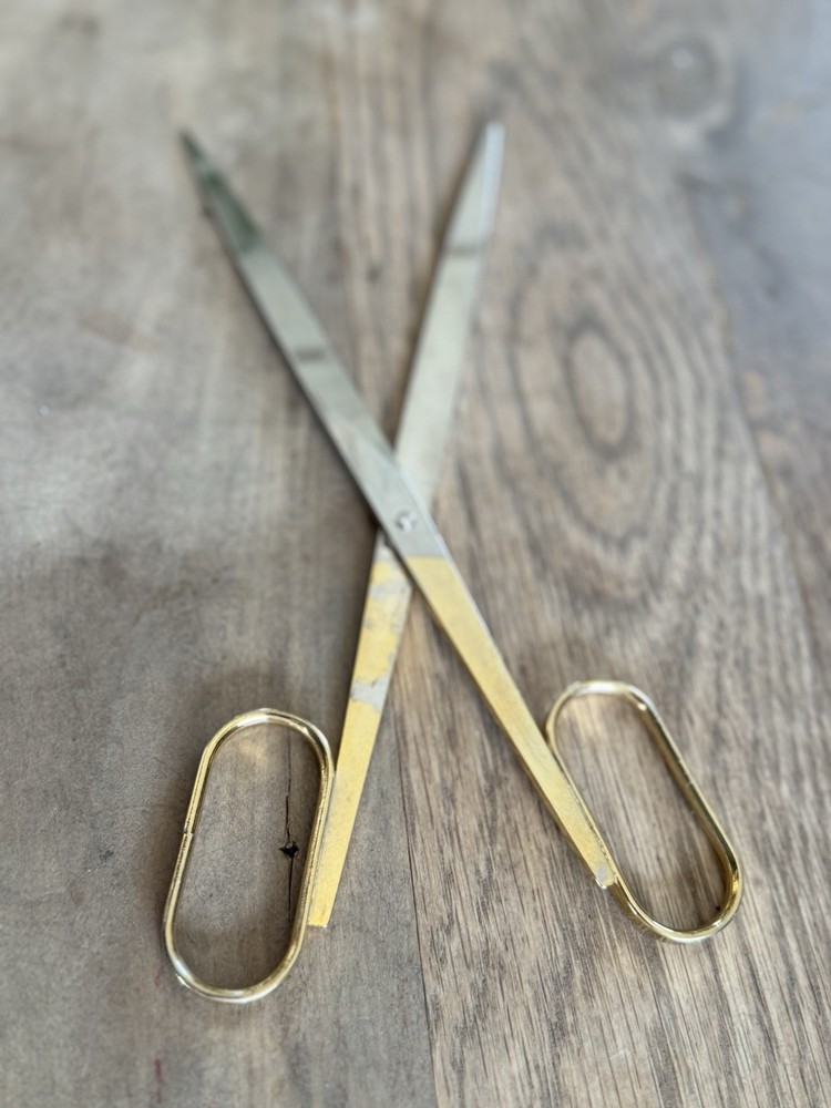 Beautiful Vintage Brass Italy Desk Scissors Sharp! 9” Long