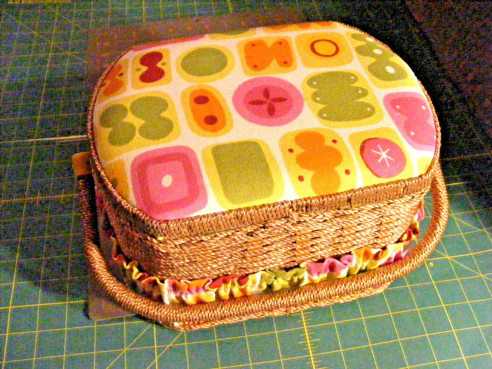 Sewing Storage Box Fabric Padded Wicker Basket Organizing