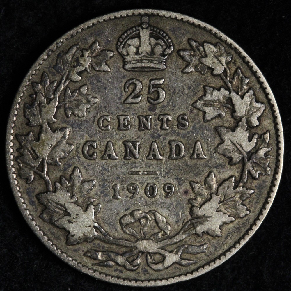 1909 Canada SILVER Twenty Five Cents E330 KATCH