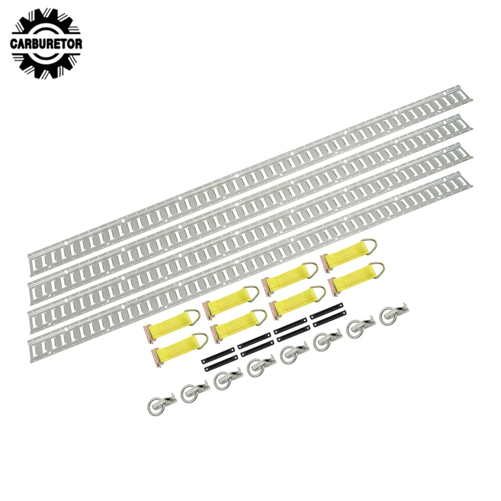 Silver 28 Pack 96" E Track Rail Sections With Mounting Hardware Steel For Trucks