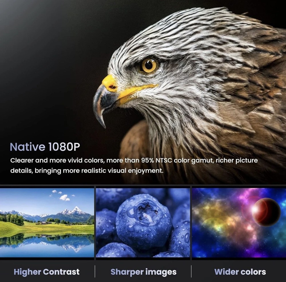 HOMPOW C10 Projector Native 1080P Full HD Bluetooth Projector with Speaker