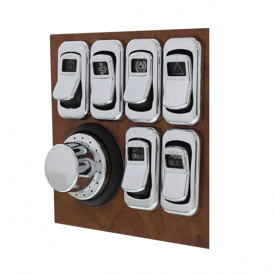 Chrome Peterbilt Dash Data Display Module Control Knob Bezel