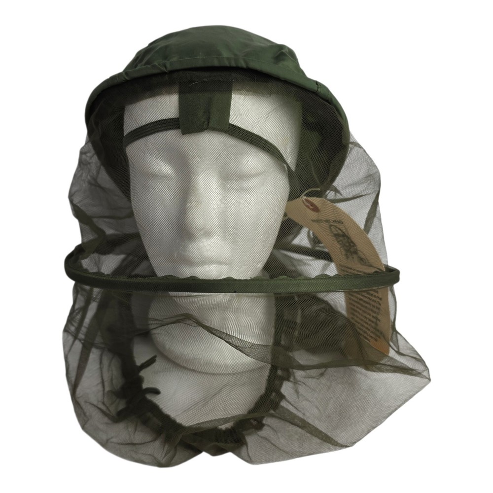 Olive Mosquito Hat Insect Head Net Hoop Mesh Repellent Miliary Green Vintage