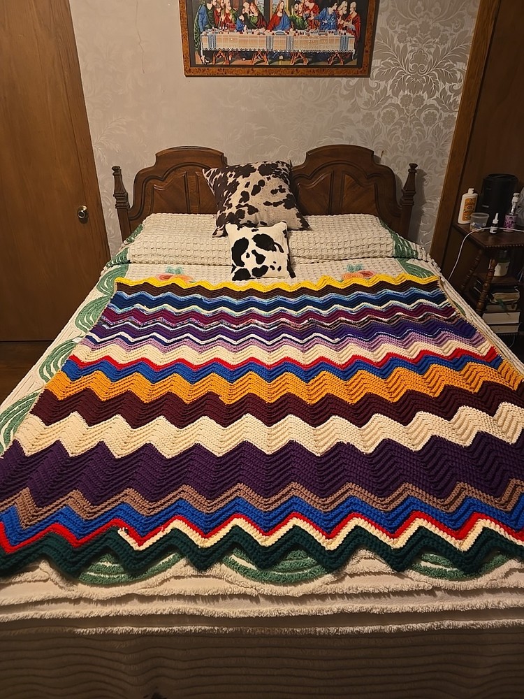 New Handmade Crocheted Multicolored Afghan