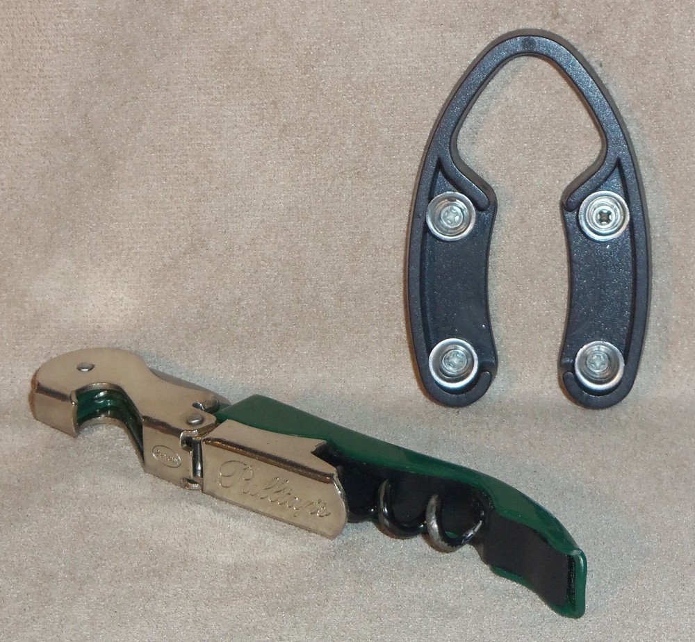 Pulltap's Double-Hinged Waiters Corkscrew Stainless Steel w Green + Label Cutter