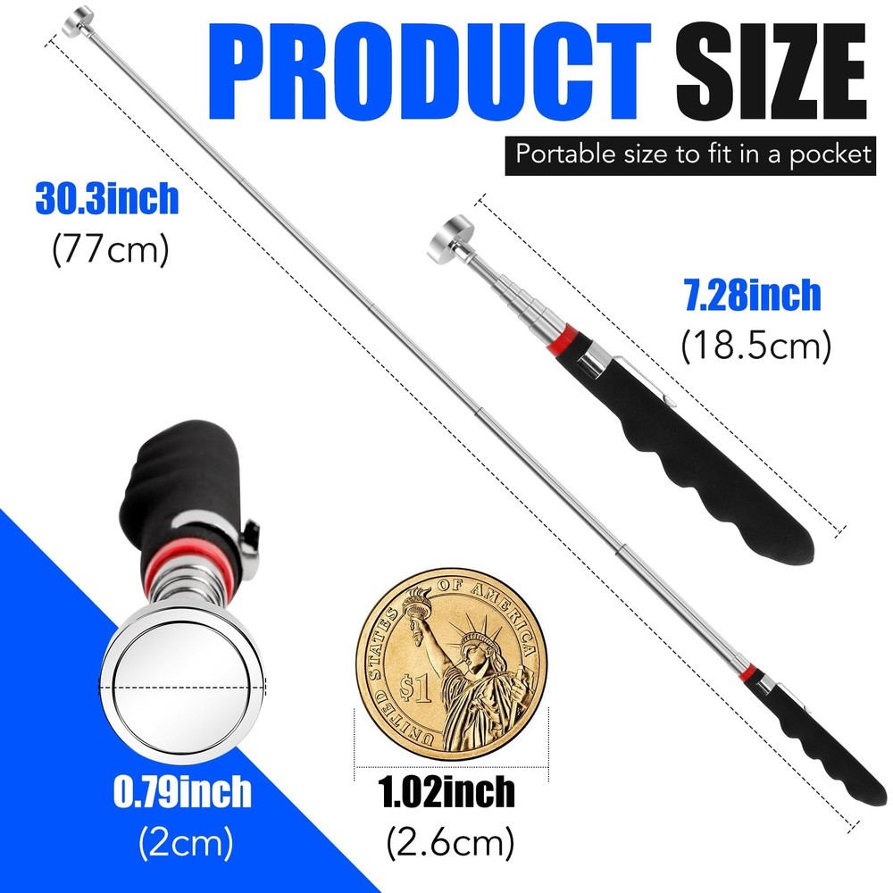 2PCS Telescoping Magnetic Pickup Tool with 40lb Pull Force, 30in 2 Telescop
