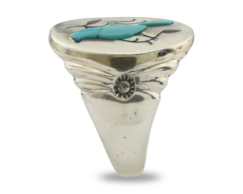 Vintage Zuni Ring Sterling Silver Authentic Gemstone Handmade Size 7.5