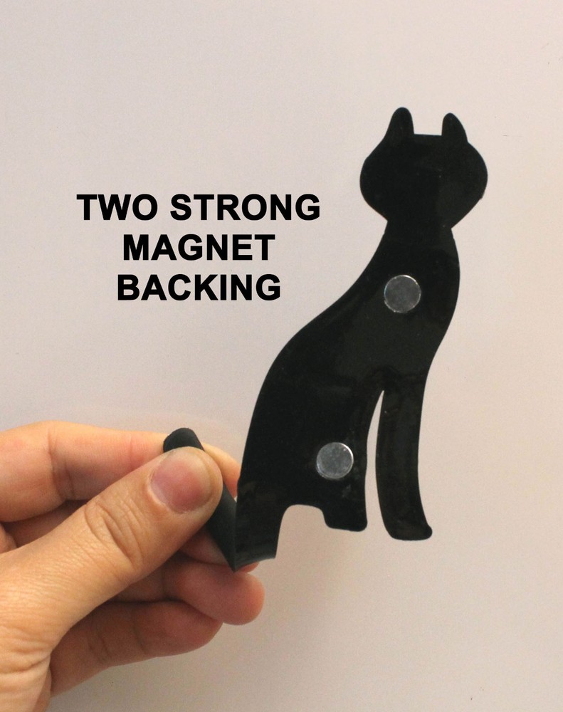 Black Cat Refrigerator Magnet Hooks - 4 pcs Kitty w/ Bendable Leg & Tail Hooks