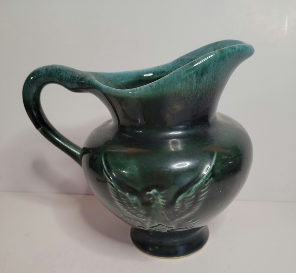 1940's Hull USA Drip Glazed Pitcher with American Eagle