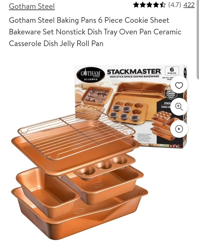 Gotham 6 Pc Srackmaster Ceramic Copper Titanium Bakeware Set Non Stick NEW