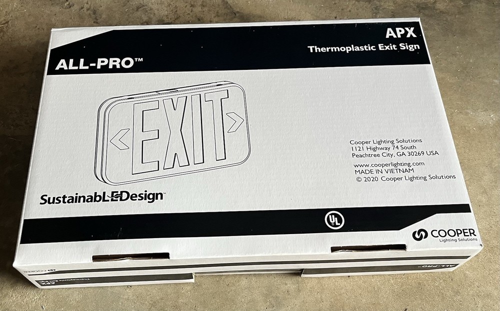 New In Box. Thermoplastic Exit Sign.